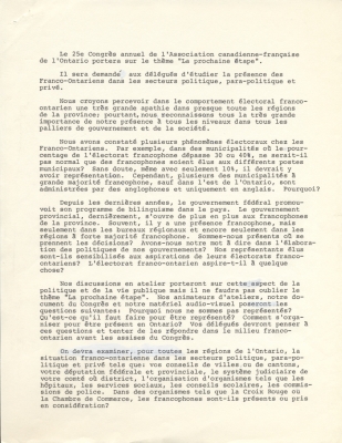 Document dactylographié, en français. Des traces de correcteur liquide sont visibles à certains endroits.  Texte présenté sur une seule colonne, en plusieurs courts paragraphes.