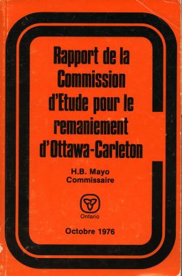 Document printed in French. The title and the other information on the cover are printed in black, on an orange background, as well as the Ontario government logo. The following pages offer dense text, with no space between paragraphs. Page 149 shows a table with results of a questionnaire administered by the Commission.
