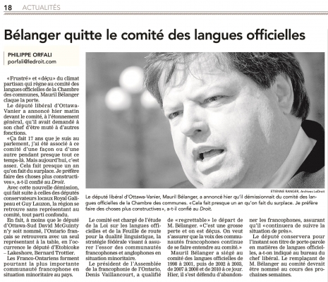 Article de journal téléchargé à partir d’internet. Texte imprimé, en français. L’article est disposé sur quatre colonnes, sous un titre composé en gros caractères. Il est accompagné d’une photographie en noir et blanc, en gros plan, montrant le visage d’un homme d’âge mûr aux cheveux foncés et au visage joufflu, qui arbore un air inquiet. L’article est signé.