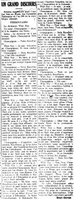 Texte imprimé, en français, tiré d’un ouvrage. Le texte est disposé sur deux colonnes. À la page 1, la première colonne présente des clés de lecture, la deuxième colonne, la satire elle-même.  À la page 2, la satire tient sur les deux colonnes. Le texte est suivi de la signature de son auteur et du lieu où il a été publié originellement.